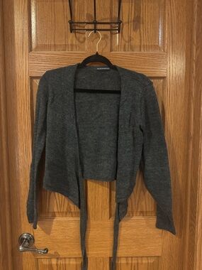 Brandy Melville Charcoal Gray Tie-Front Open Cardigan